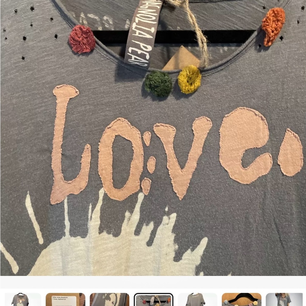 NWT Magnolia Pearl Jersey Massabielle boyfriend cut Pom,Love ,Heart Maxi T Dress - Picture 5 of 12